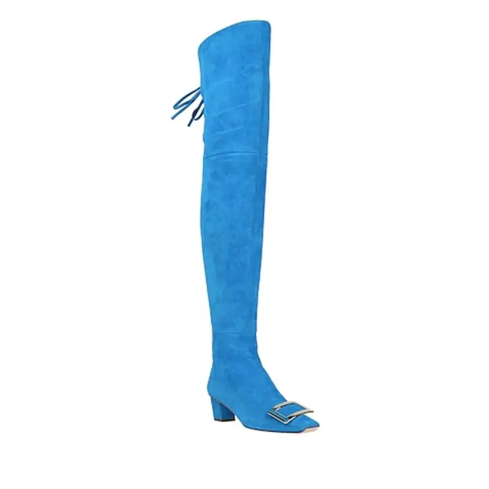 Roger Vivier Over-the-Knee Suede Buckle Boots